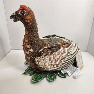 Decorative Bird Figurine with Green Accents
